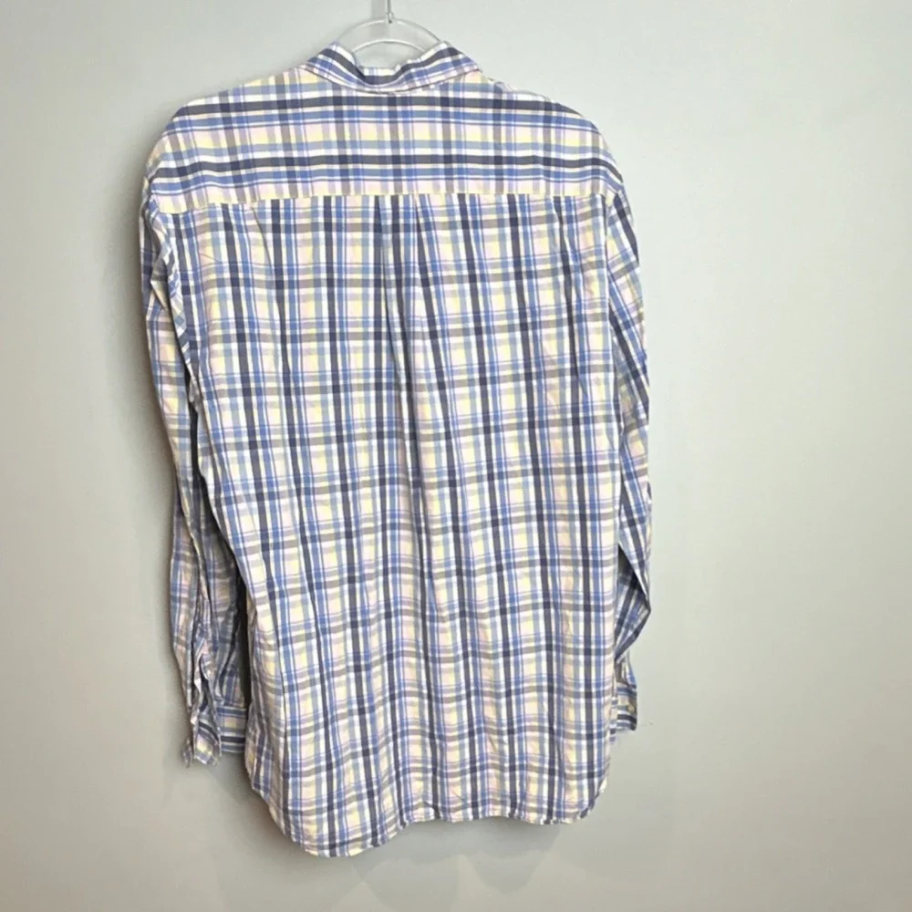 Vineyard Vines Plaid‎ Button-Down Shirt Men's L Blue Yellow Cotton Slim Fit